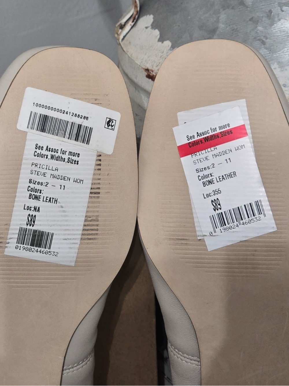 Steve Madden Priscilla Block Heel Ballet Flats - Bone Leather Size 6 NIB - Picture 6 of 6